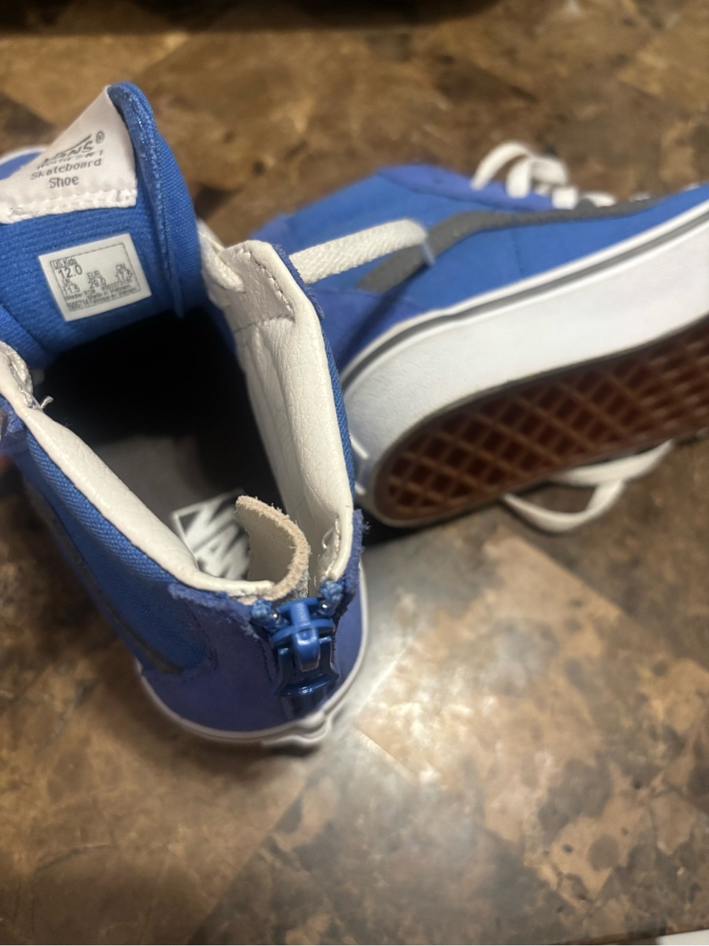 Vans Kids Royal Blue High-Top Skate Sneakers with White Stripe